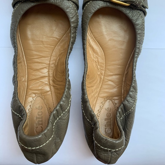 Chloe Grey Buckle Leather Ballet Flat - Picture 3 of 6